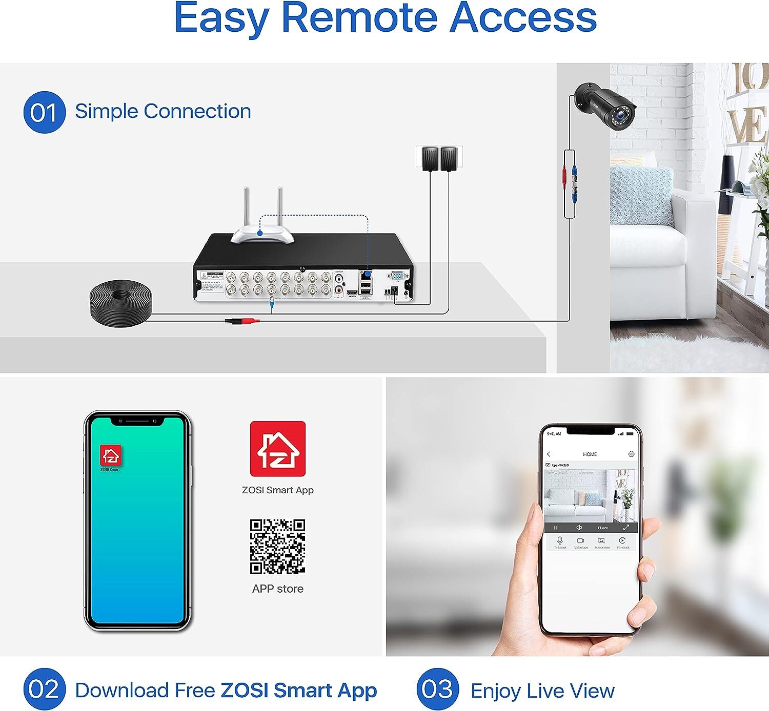 ZOSI 16 Channel 1080p Security Camera System Outdoor with 2TB Human Detection