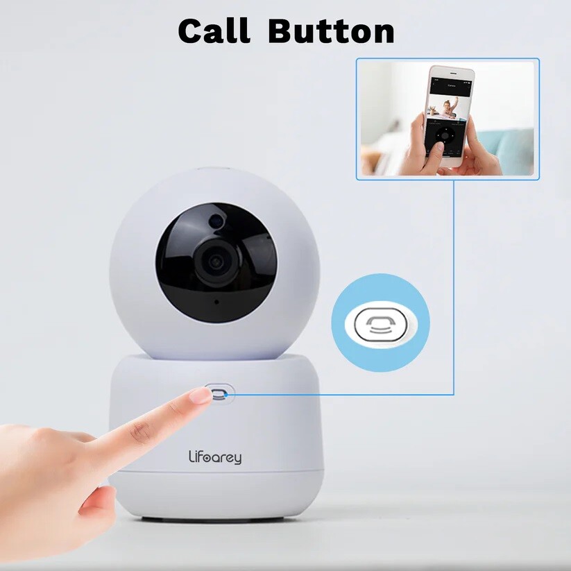 Lifoarey 2K Indoor Home Security Camera, Baby Monitor 2 Way Audio Night Vision