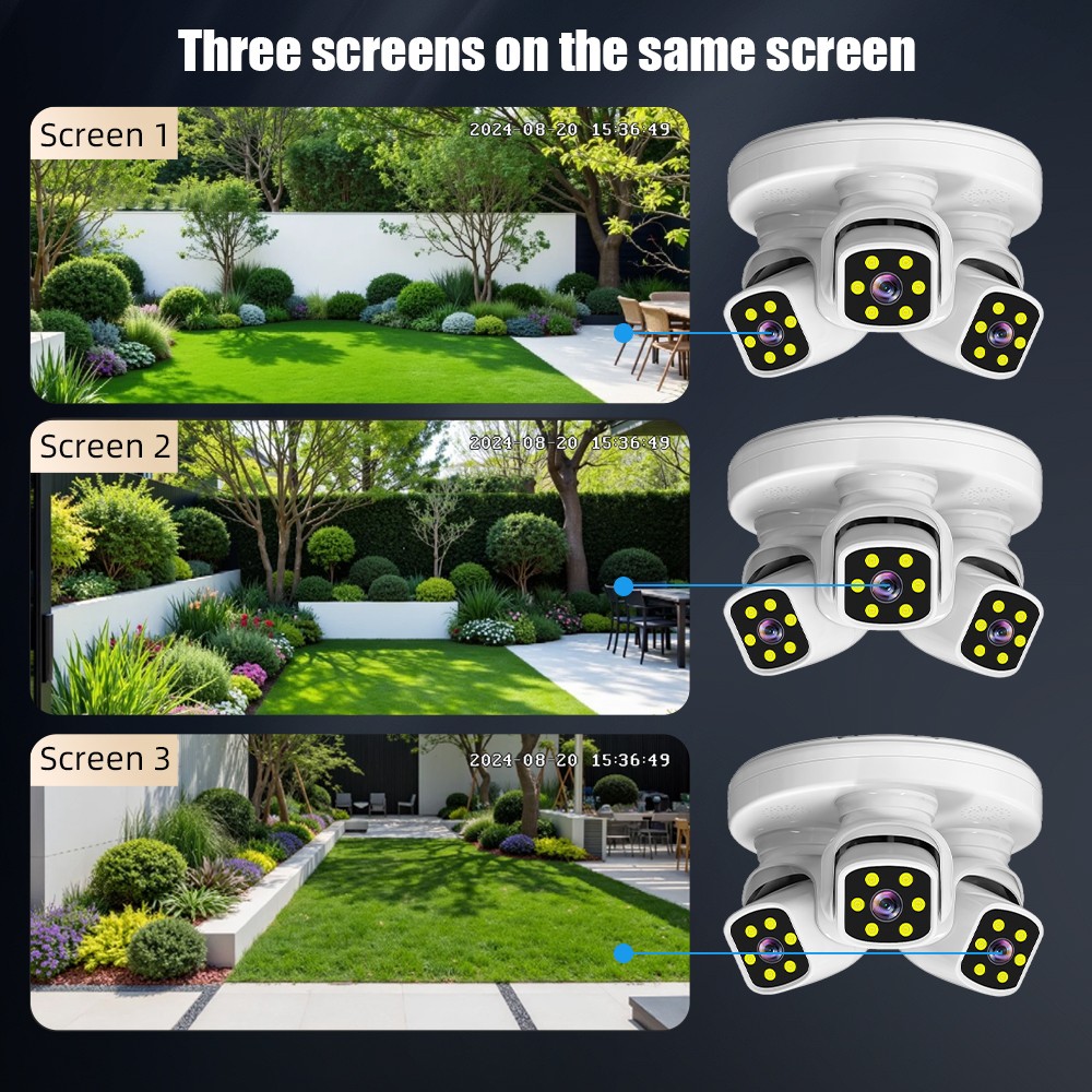 6MP 3Lens WIFI Security Cameras 1080P Night Vision Supermarket Warehouse Factory