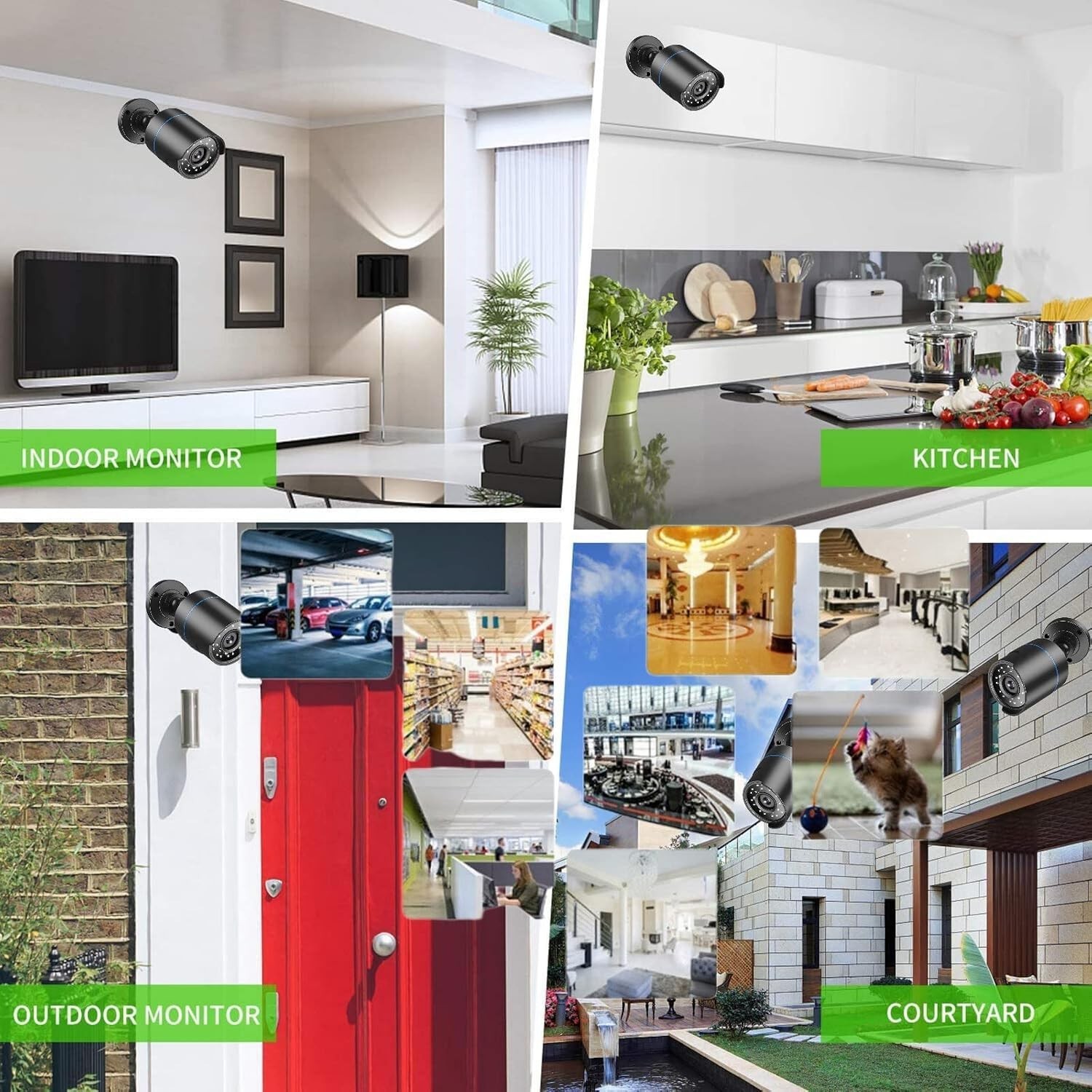 3000TVL Home Security System: 4 Wired 5MP Cameras with Night Vision & AI Dete…
