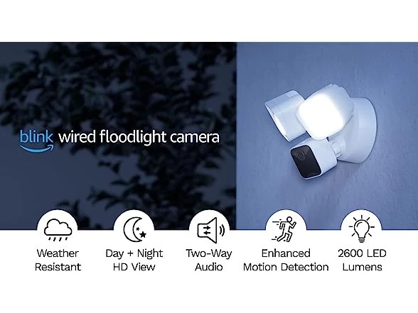 Blink Wired Floodlight Camera – Smart security camera, 2600 lumens HD live view