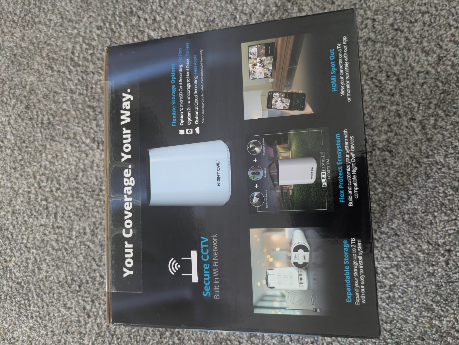 Night Owl 2K 64GB Hub Recorder Security System w/ 3 Battery Solar Cameras