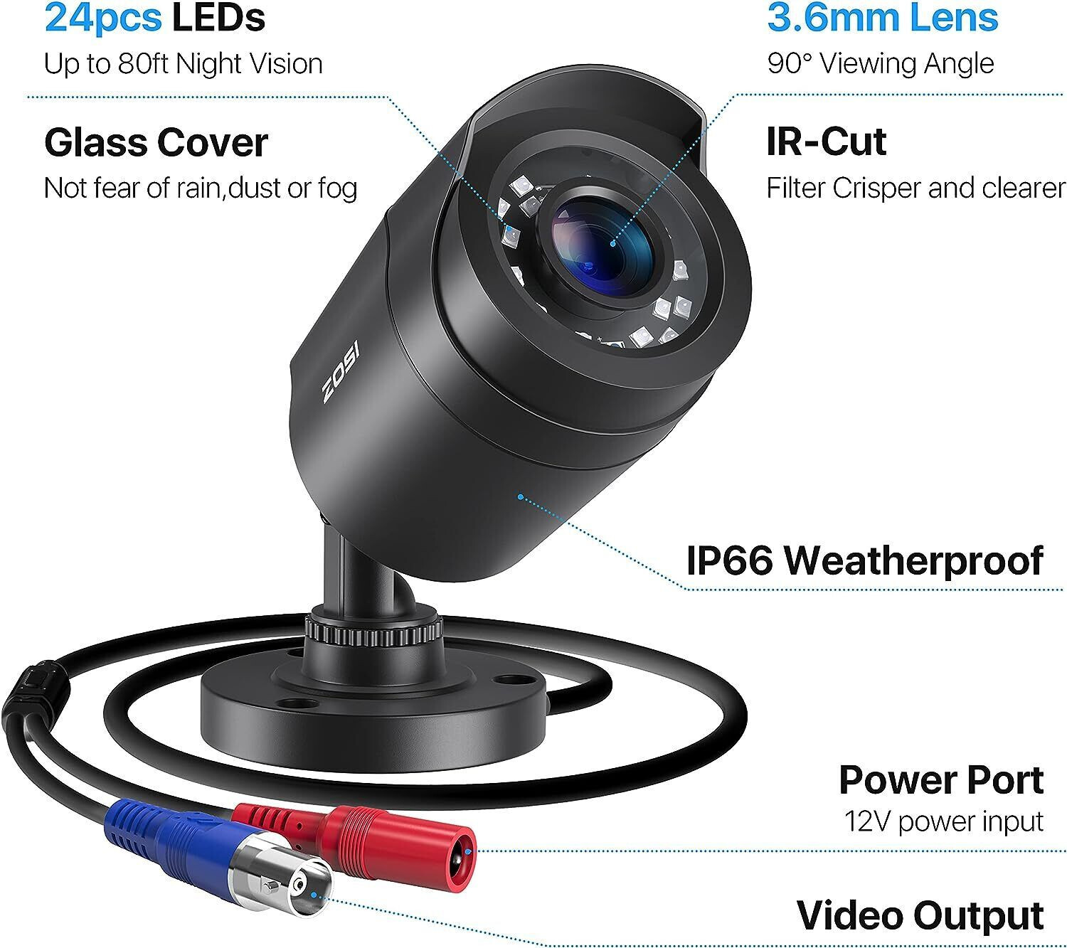 ZOSI 5MP Lite 8CH DVR 1080P Security Camera System Outdoor CCTV 24/7 View IP66