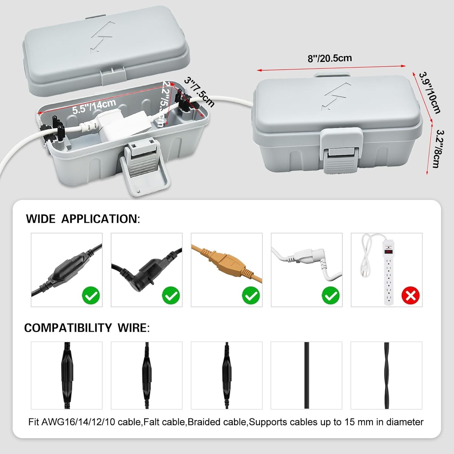 Hrensaw Small Weatherproof Electrical Connection Box(Inner 5.5 x Small, Grey