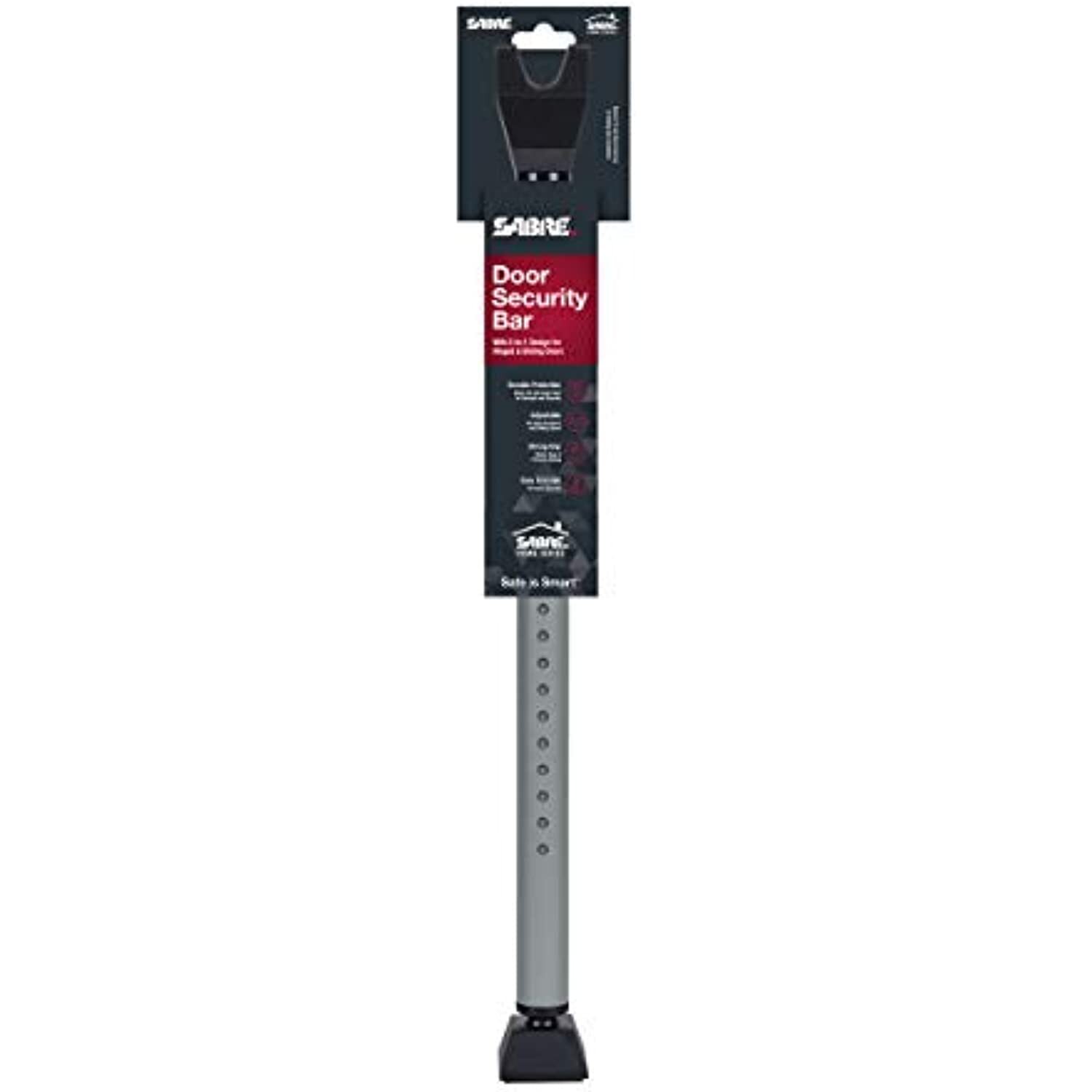SABRE Adjustable 2-in-1 Door Security Bar, Door Stop Bar Secures Onto Door Knob,