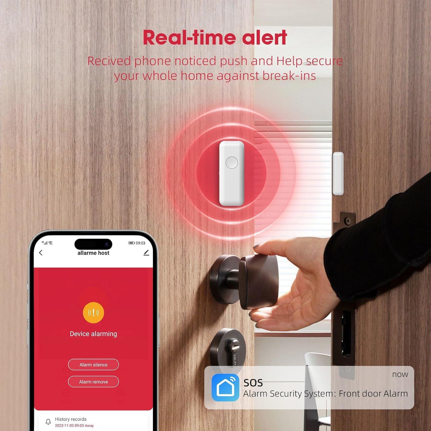 2.4G Wifi / 4G GSM Smart Home System Door Window Sensor Tuya Control Siren Alarm