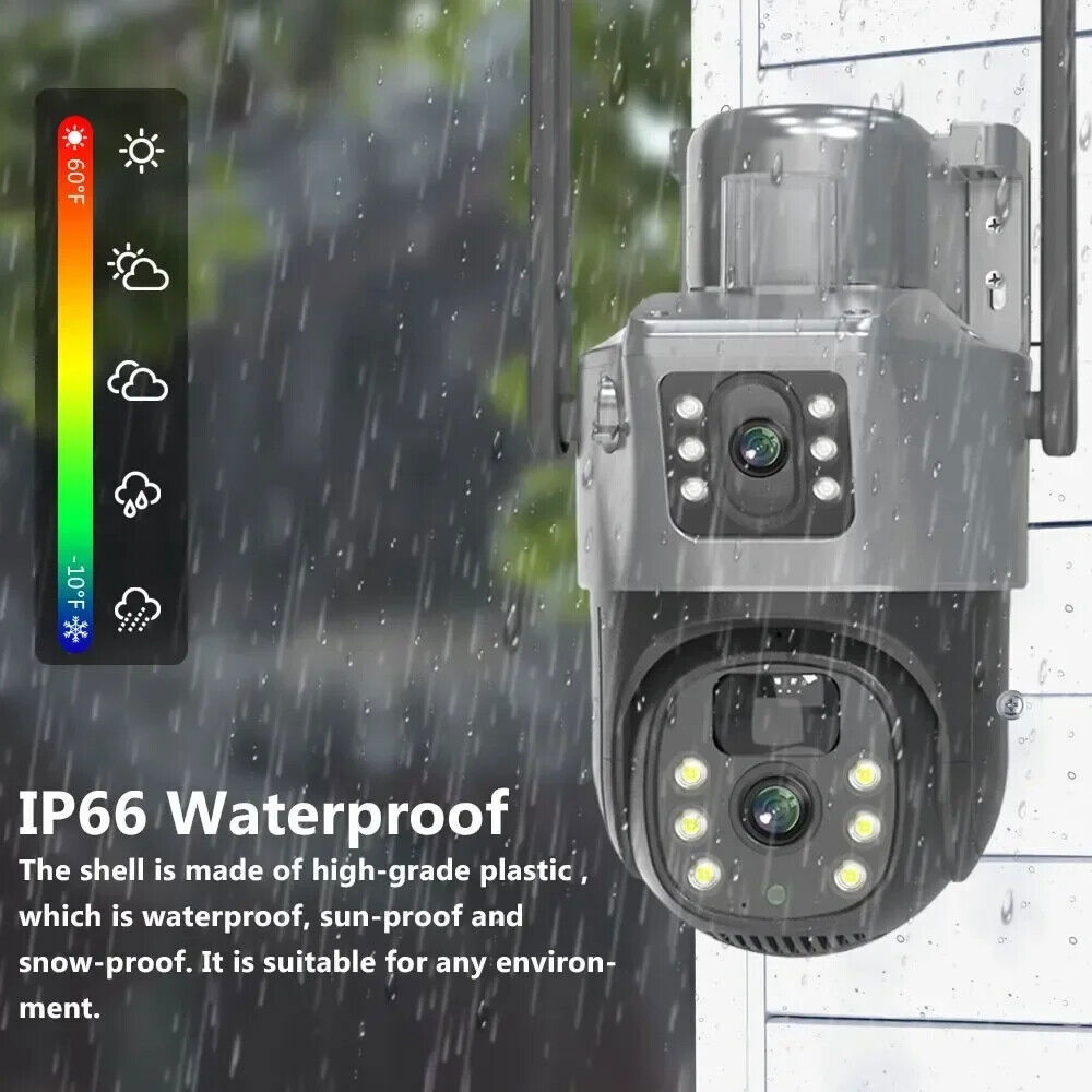4MP 2 Lens WiFi Solar Camera Wireless Outdoor CCTV PTZ Home Security System Cam