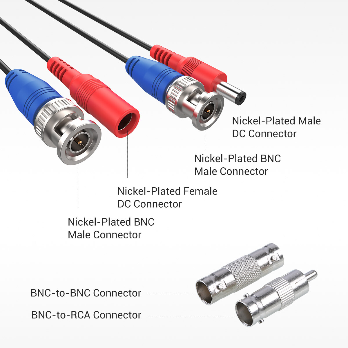 ANNKE 25/50/60/100/150ft Extension DC BNC Power Cable for Security Camera System