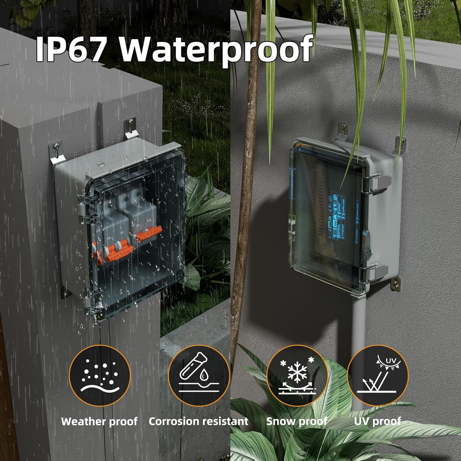 Joinfworld Outdoor WiFi Enclosure 8.7×6.7"x4.3" Clear, Clear