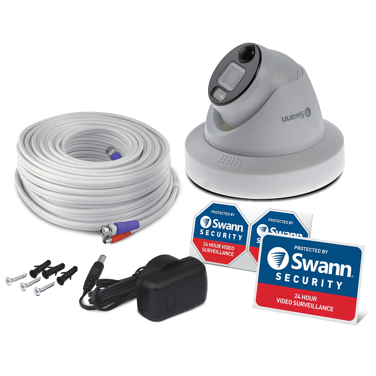 Swann Add-OnDVR Flashing Lights Dome Security Camera with Sensor Spotlight4K UHD