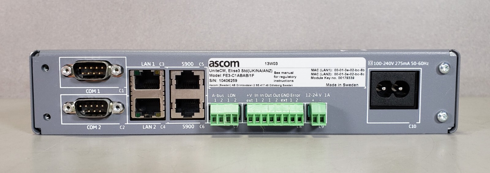 ASCOM FE3-C1ABAB/1F UniteCM, Elise3 Std(UK/NA/ANZ) MODEL: FE3-C1ABAB/1F