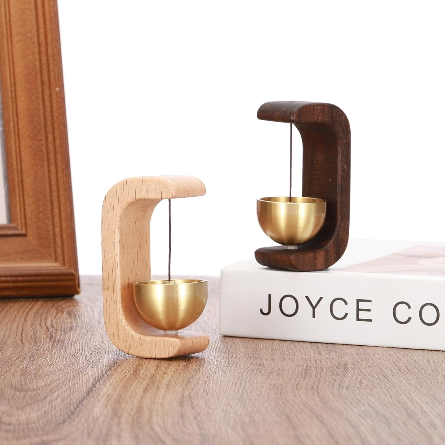 PATIKIL Shopkeepers Bell, Wood Door Chime Hanging Magnetic Bell Brown