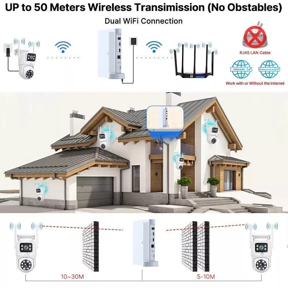 Wireless Security Camera System Outdoor 24/7 Surveillance Motion Alert 10CH NVR