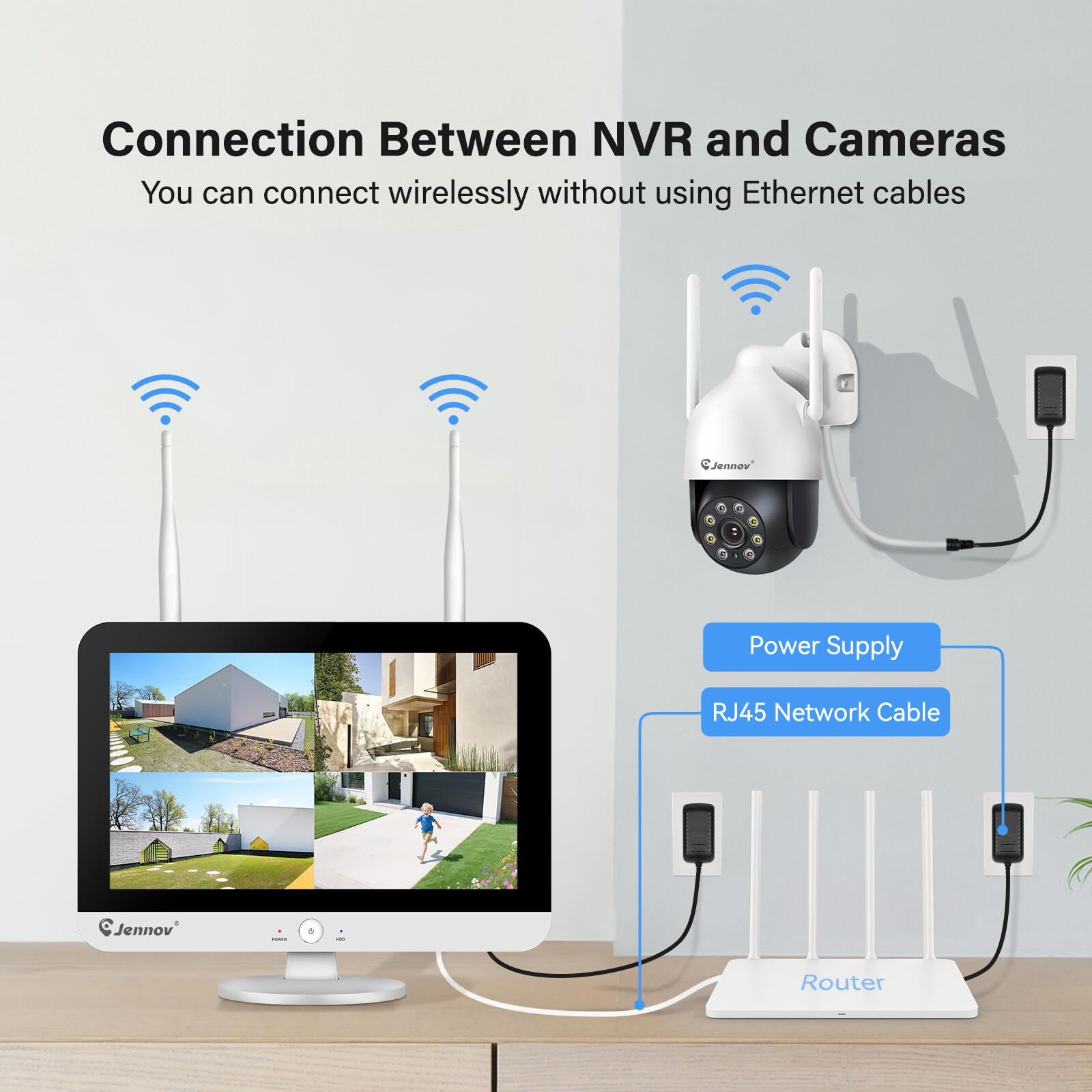 WIFI Security Camera System Wireless Outdoor Audio 10CH 5MP NVR CCTV 1TB HDD