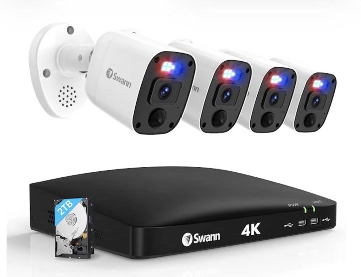 Swan Enforcer Indoor/Outdoor 4 -Camera Hardwired Bullet 2TB hard drive
