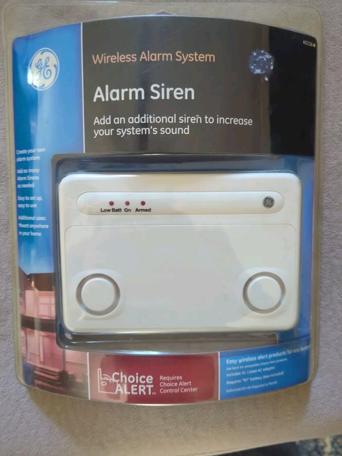 GE Wireless Alarm System Additional Siren To Increase Your System’s Sound New
