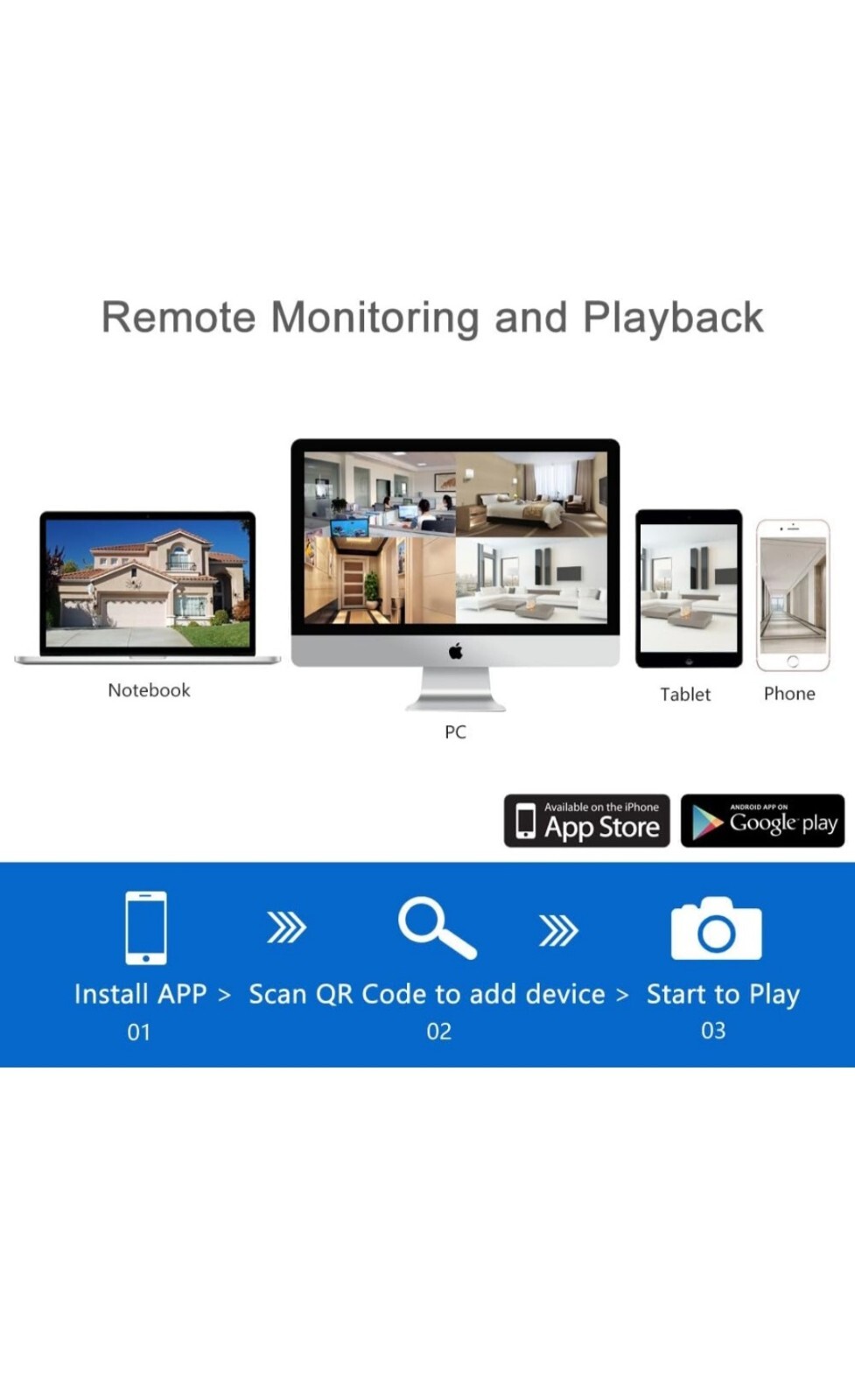 1080P Wireless Security Camera System, Firstrend 8CH Wireless DVR System with 4
