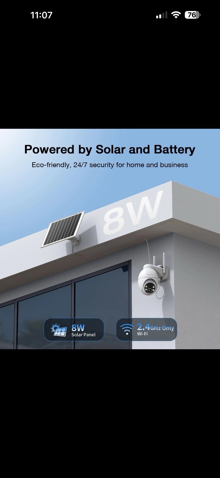 TKENPRO Solar Security Cameras Wireless Outdoor, 2.4GHz WiFi, White
