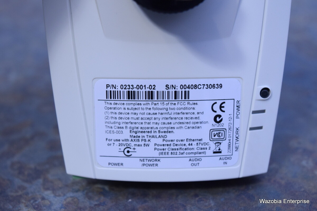 AXIS 210A NETWORK CAMERA 0233-001-02 WITH CSMOUNT 4.0 MM F2.0