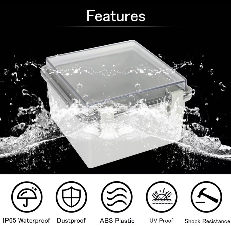 Junction Box IP65 Waterproof Plastic 5.9″ x 5.9”x 3.5″, Clear Cover . Free Ship