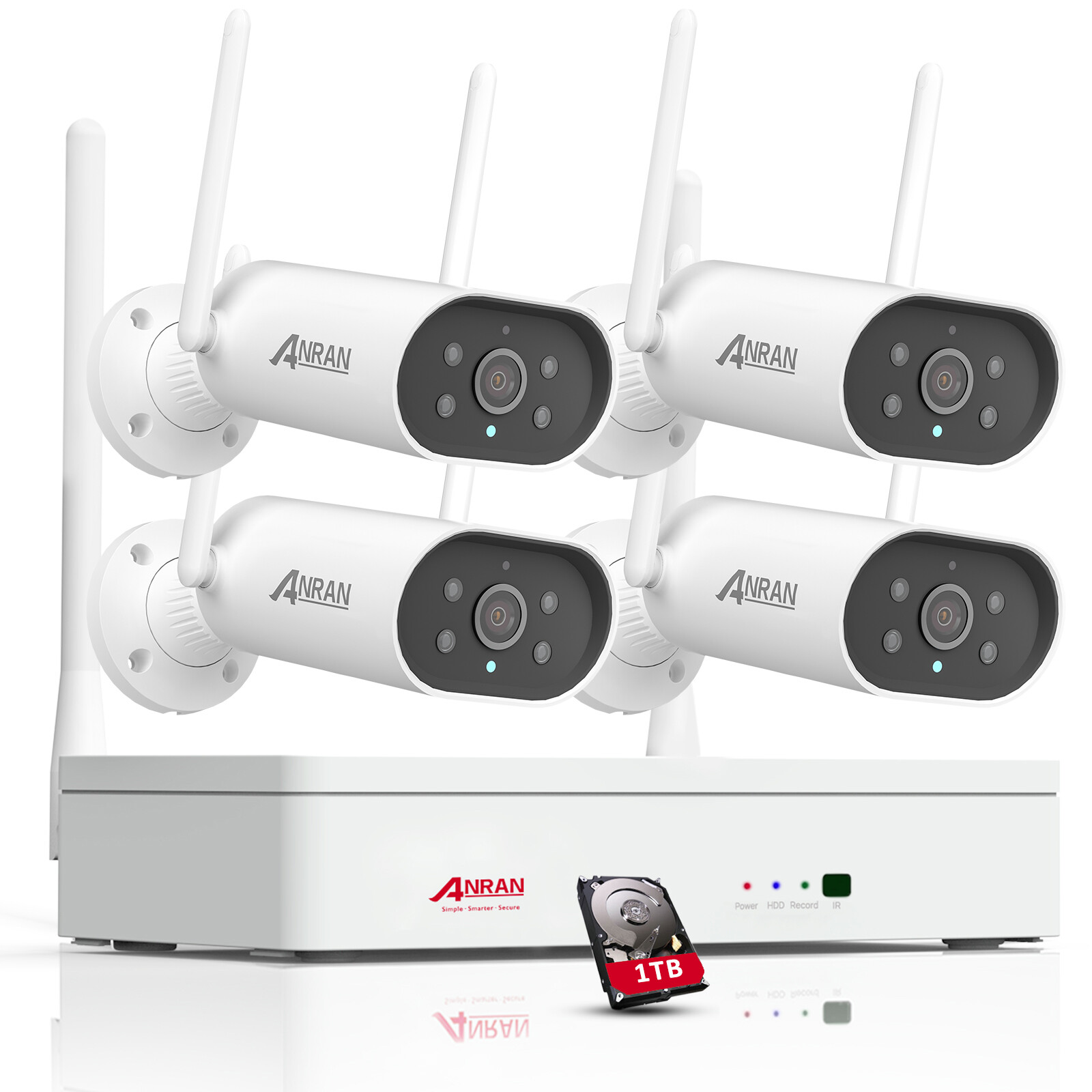 Audio Outdoor Wireless Security WiFi Camera System CCTV 5MP HD NVR With 1TB HDD