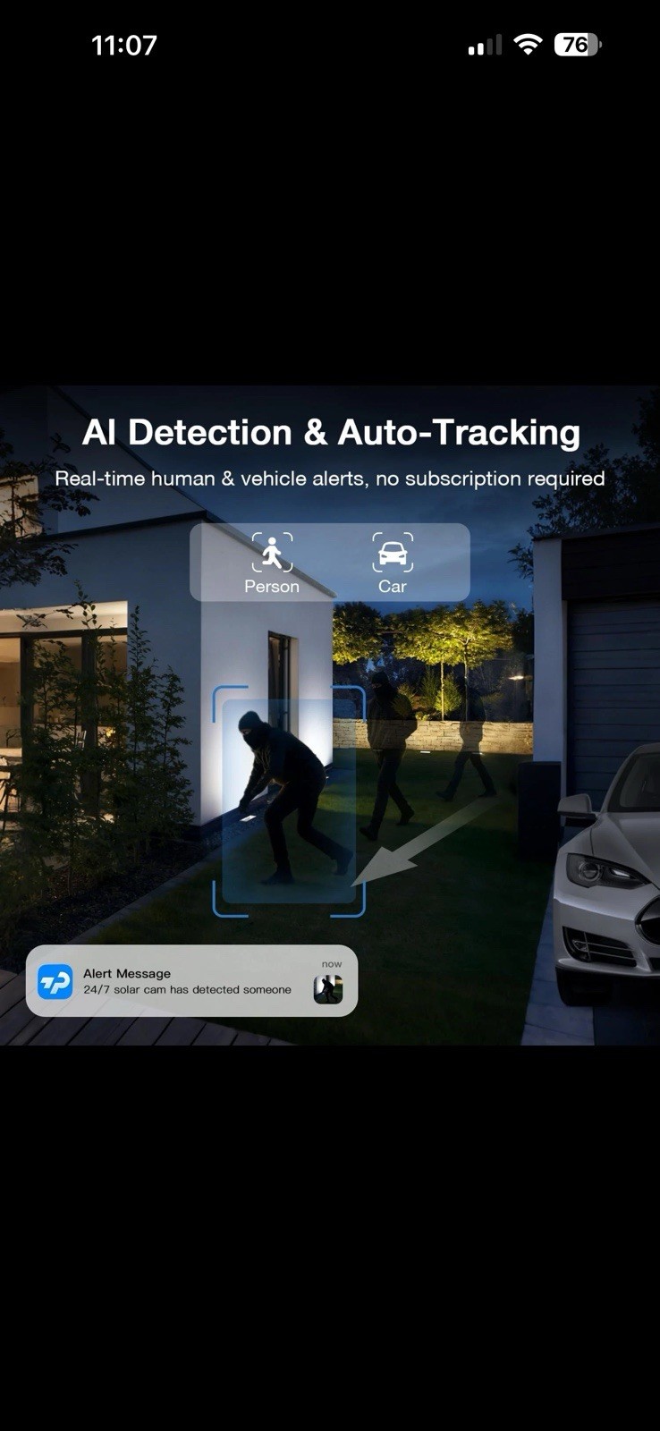 TKENPRO Solar Security Cameras Wireless Outdoor, 2.4GHz WiFi, White