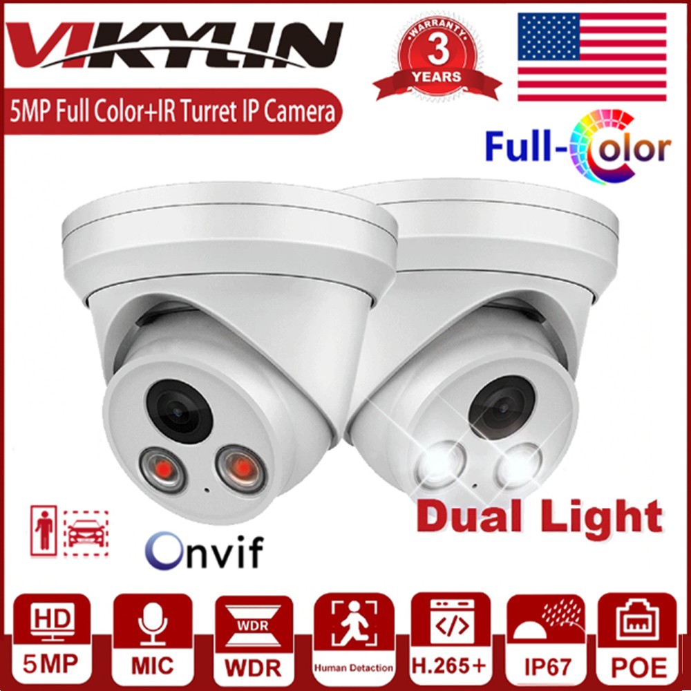 Vikylin 8CH 8POE NVR Systems 5MP Full Color+IR IP Camera Dual Light with MIC lot