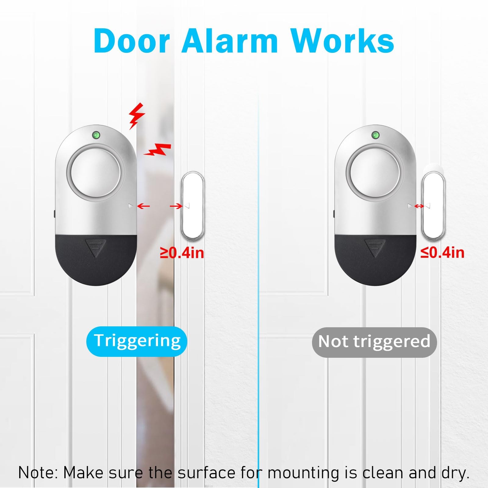 Door Window Alarm, 120DB Alarms for Home Security, Silver gray
