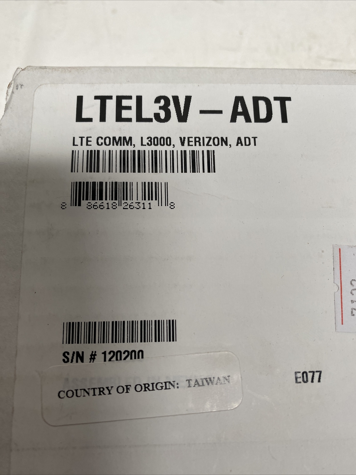 Honeywell LTE3V-ADT Verizon, ADT LTE Communicator L3000