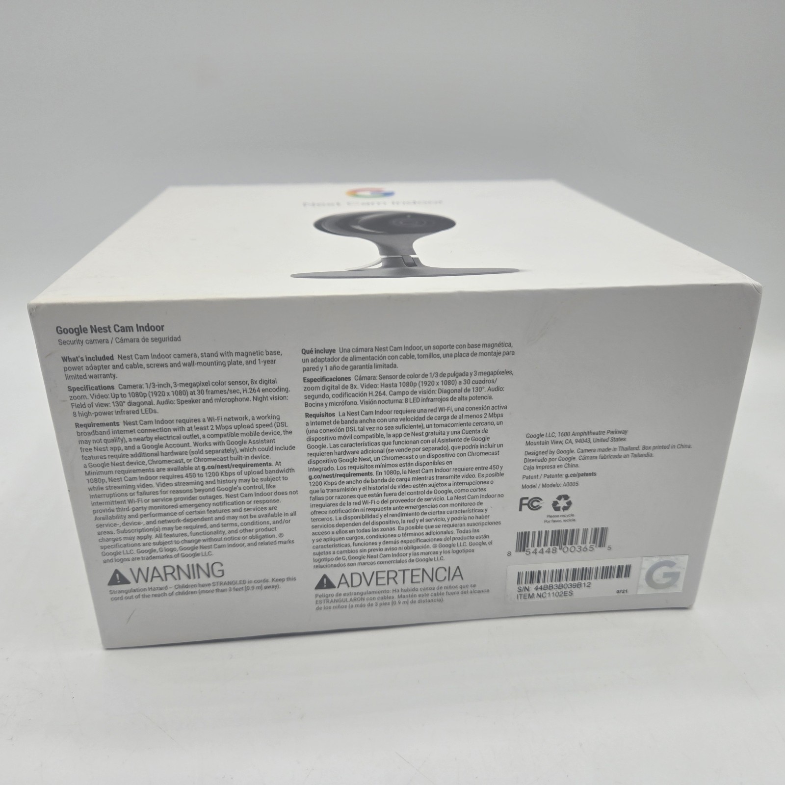 New Open Box Google Nest A0005 NC1102ES Cam Indoor Security Camera 1st Gen – NIB