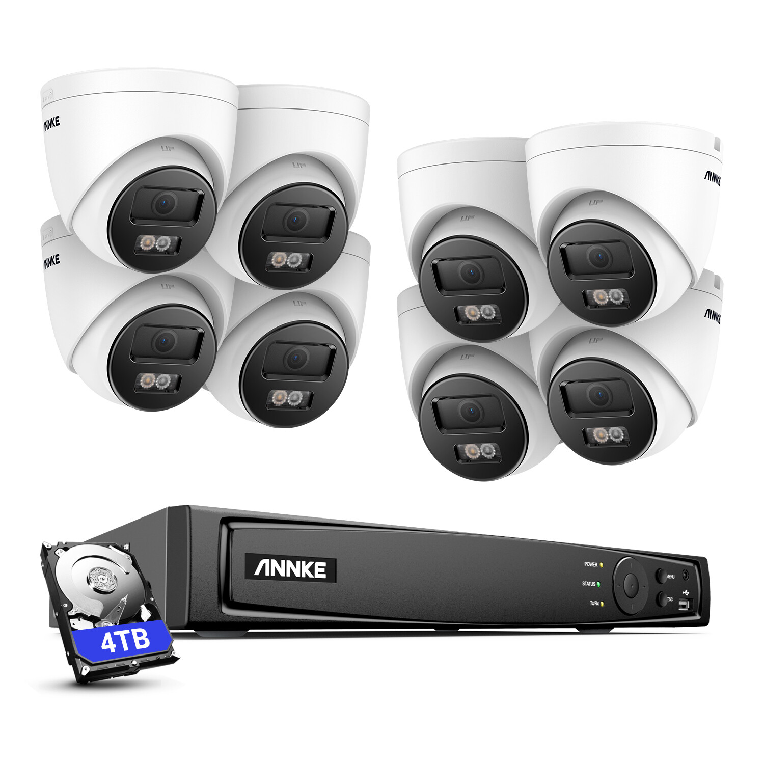 ANNKE 4K POE AI Security Camera System Color Night 12MP 8CH NVR Audio Recording