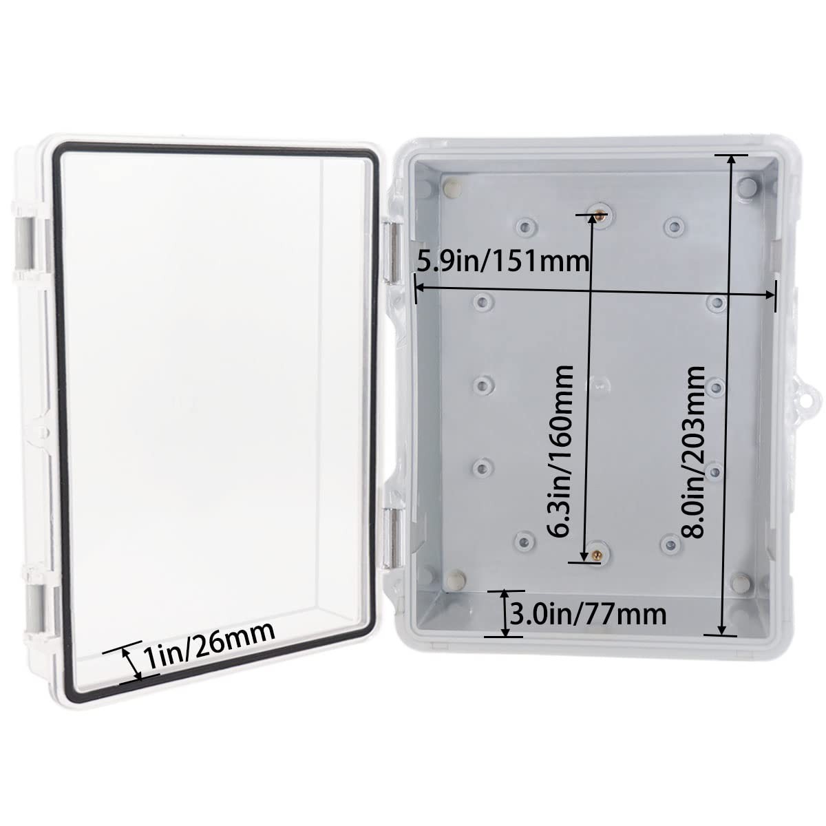YETLEBOX Waterproof Outdoor Electrical Box 8.7″ x 6.7″ x 4.3″ 1pc, Clear