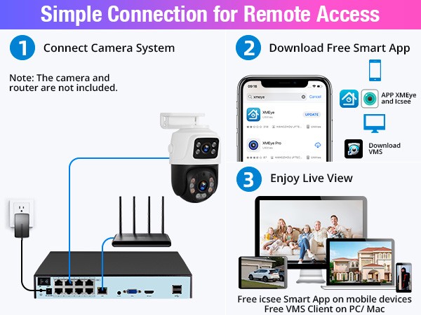 7” Monitor NVR 6MP Wireless Home Security Camera System Solar Wifi IP Cameras