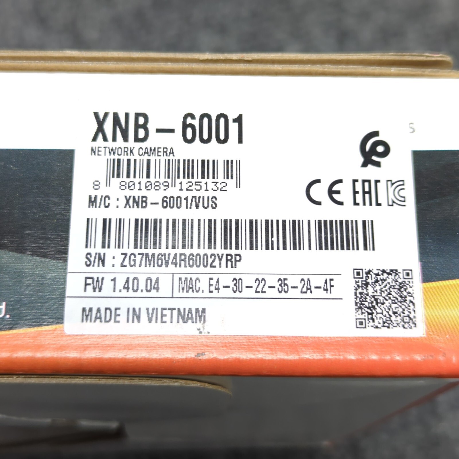 Hanwha Techwin XNB-6001 Wisenet X Series 2MP Network Camera Main Module Base NIB