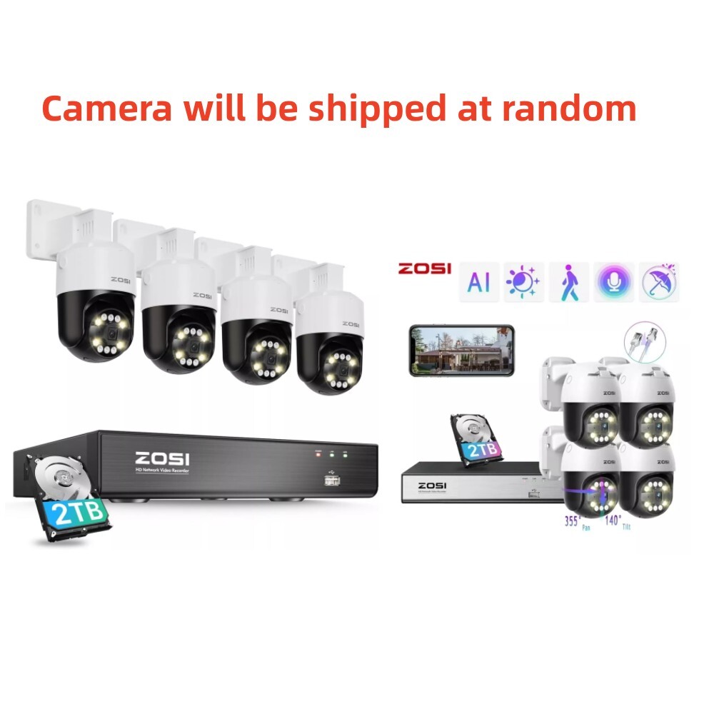 ZOSI 8CH 4K 8CH NVR 5MP PT PoE Security Camera System 2T AI Detect Auto Tracking
