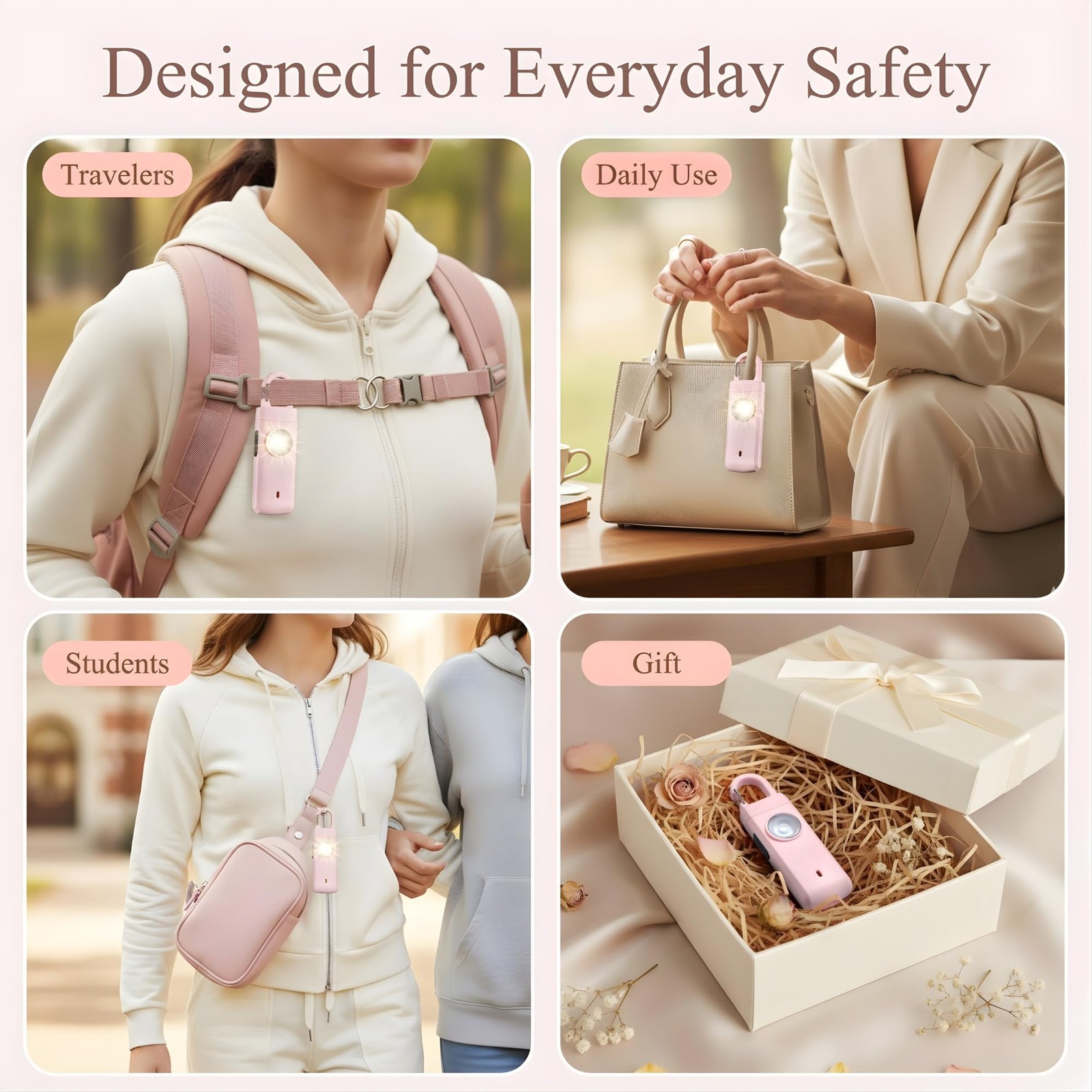 Personal Alarms for Women, Panic Button Self Defense Keychain with Clip-On De…