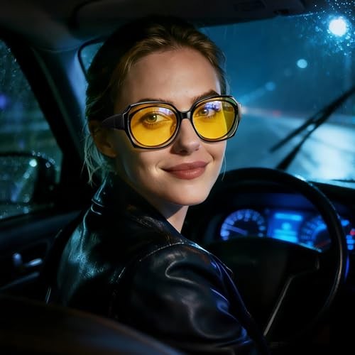 Night Vision Driving Glasses for Women 16 Glossy Black Frame/Night Vision Lens