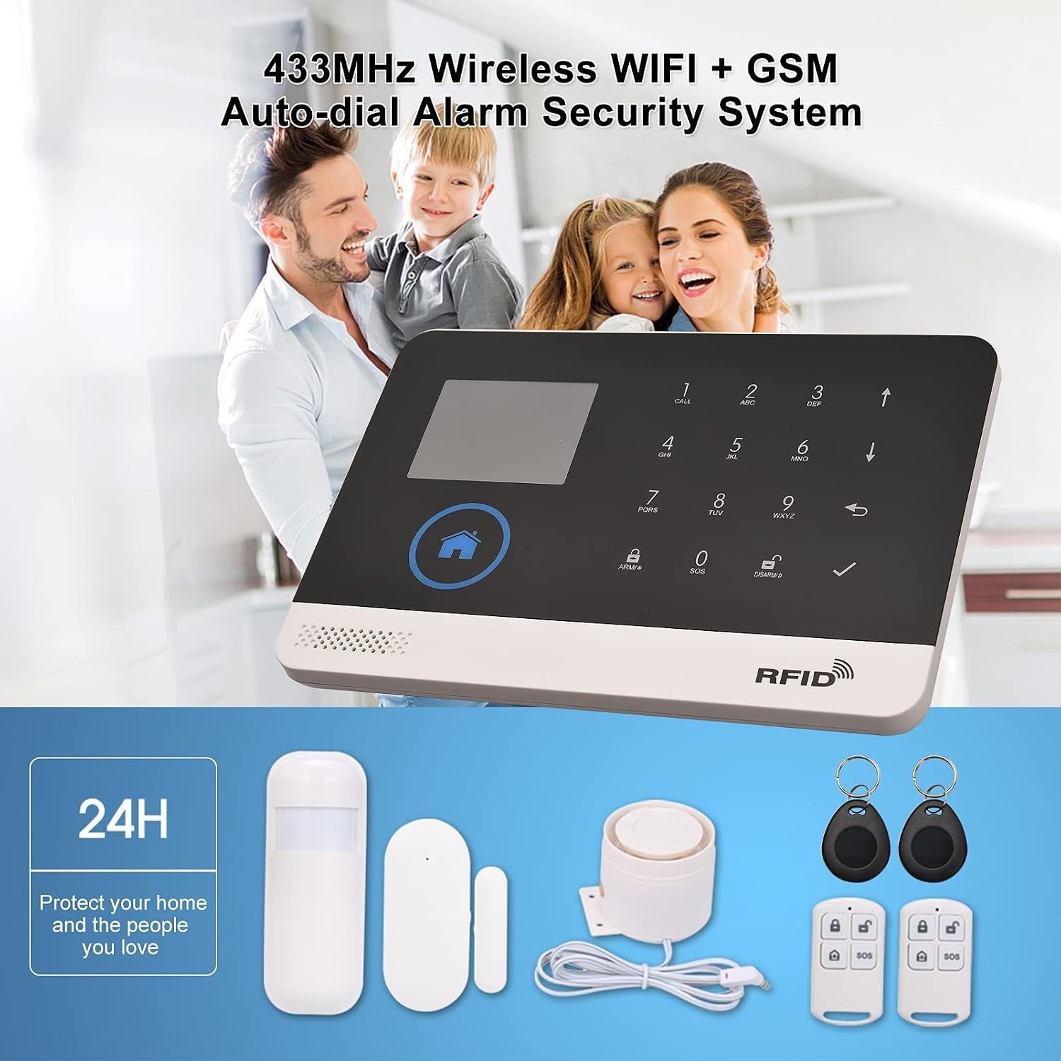 Elite WiFi GSM Home Security System 2.4″ LCD Wireless DIY Alexa Voice Control