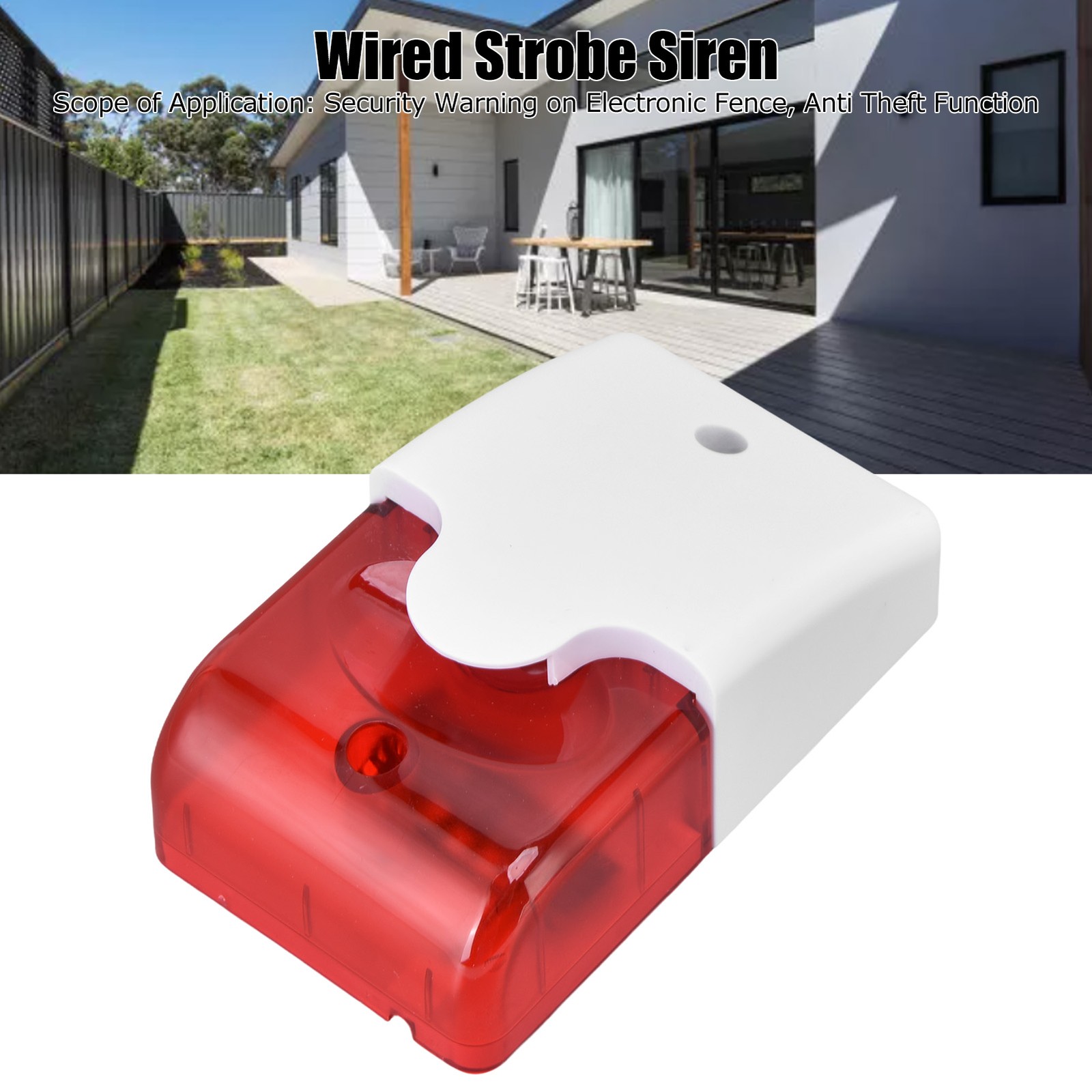 Mini Strobe Siren Wired Alarm Strobe Flashing Light Horn Flash Sound Siren F NEW