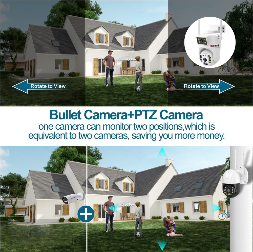 HD 4MP Two-Way Audion AI Human Detection Dual Lens 4G PTZ Camera V380 Pro APP