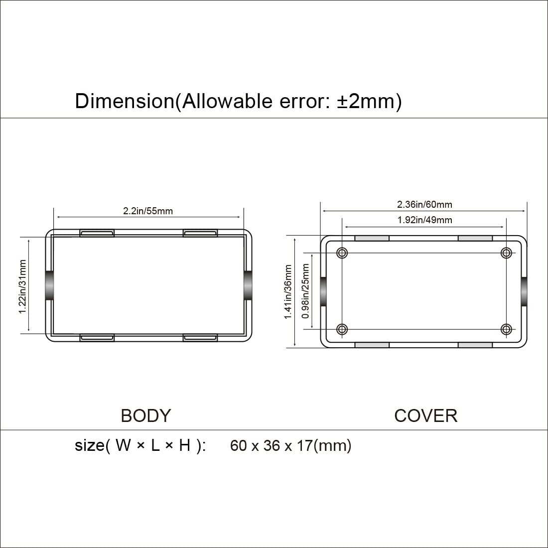 LeMotech Project Box 10 Pieces ABS Plastic 2.36″x 1.42″x 0.67″, 10 pieces