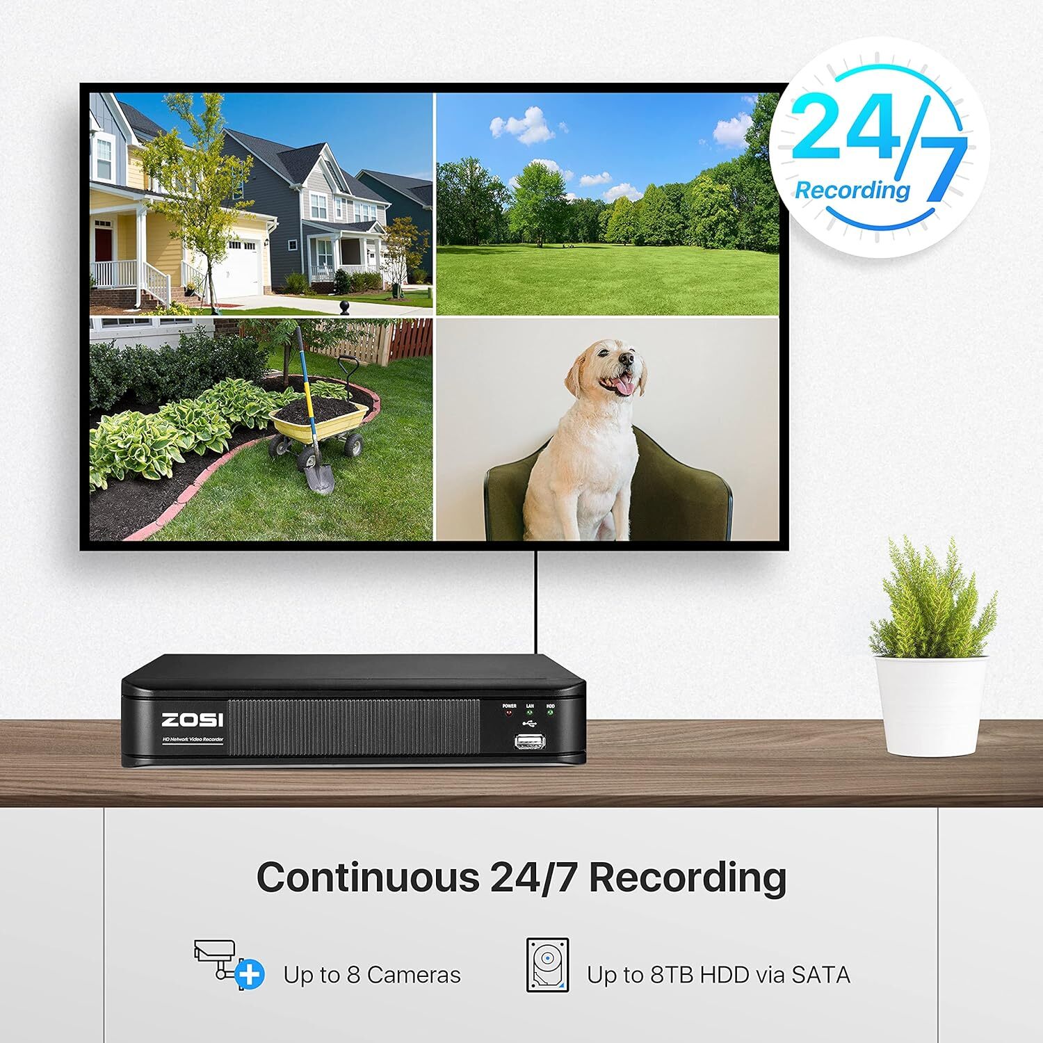 ZOSI H.265+1080p 8CH 5MP PoE NVR Security Camera System Outdoor Indoor Home