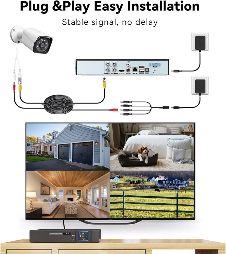VORGUT Wired Security Camera System 4CH DVR 5MP Lite 4x3MP Cameras 500GB