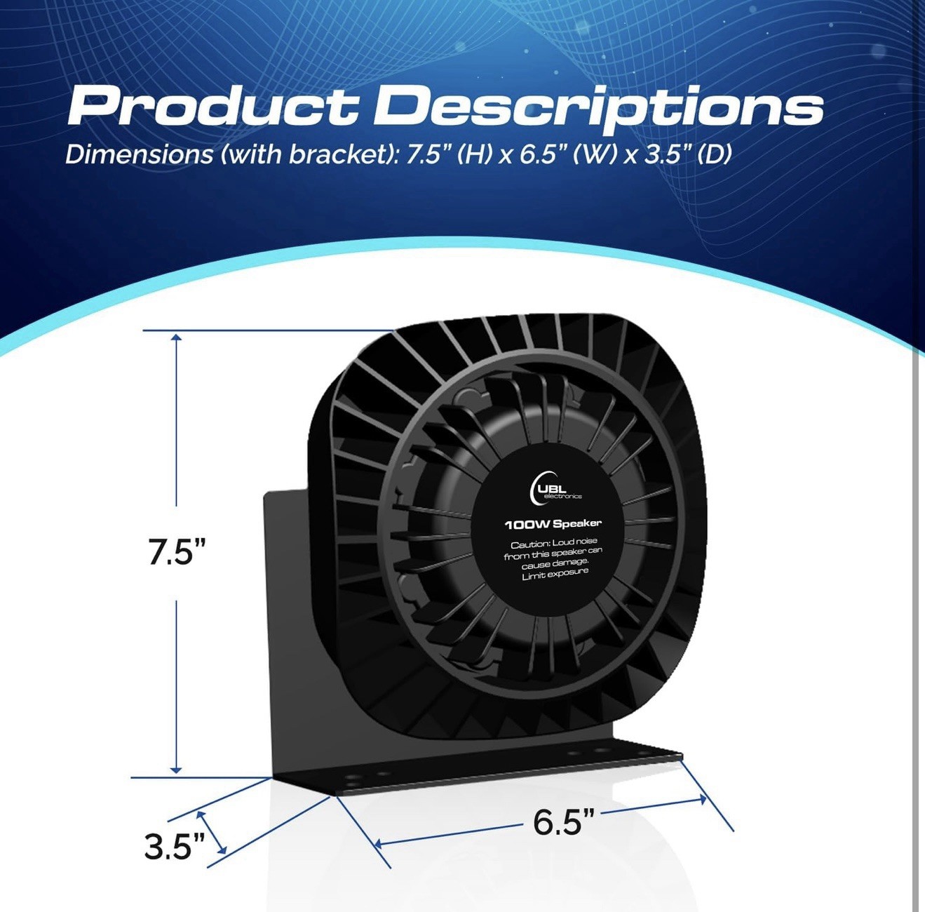 100W Siren Speaker for Emergency Vehicles – 124 dB High Output Siren Speaker