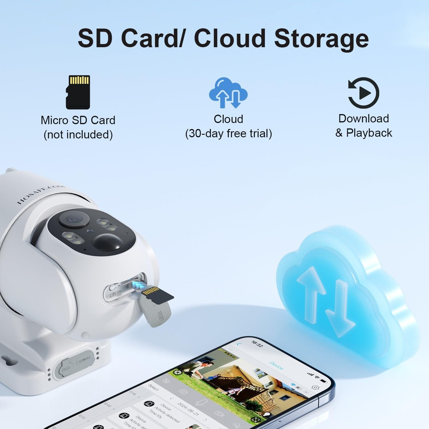HOSAFE.COM Solar Security Cameras Wireless Outdoor, Free Cloud Storage, White