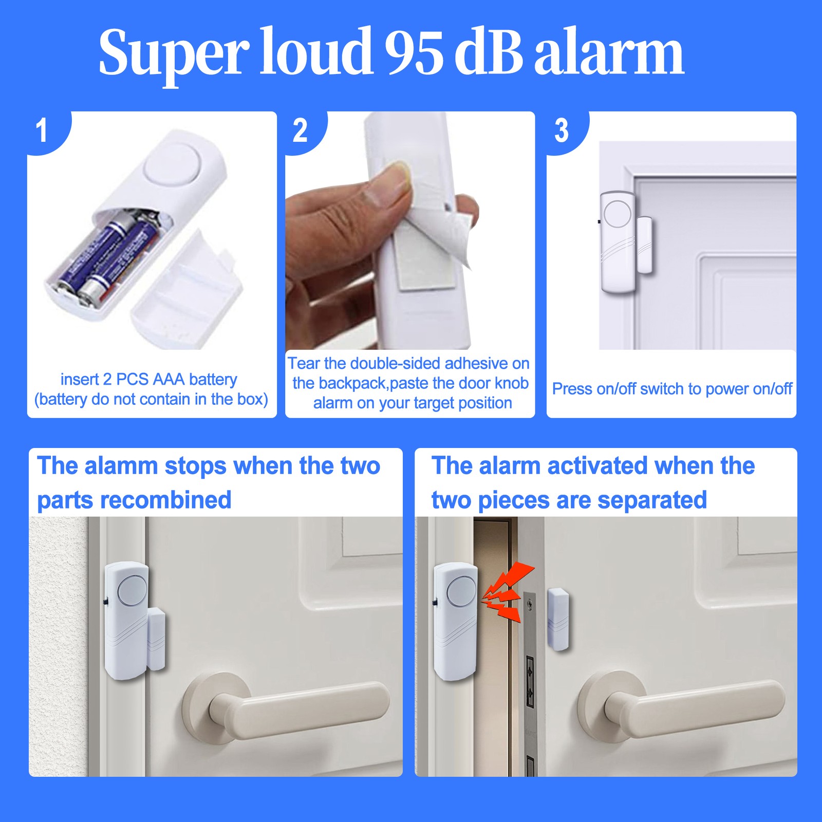 5X Home Safety Burglar Alarm Wireless System Security Device Door Window Sensor