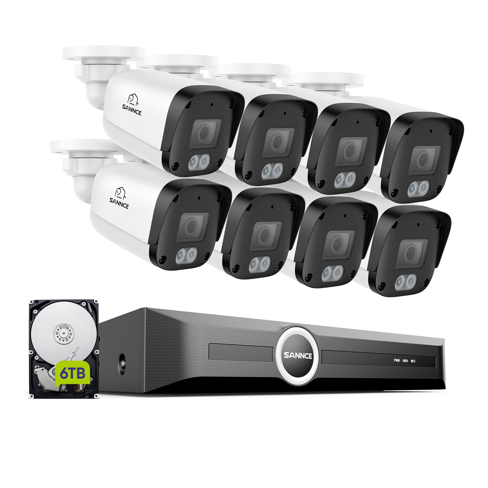 SANNCE 8CH NVR 5MP Audio POE Security IP Camera System Outdoor Human Detection