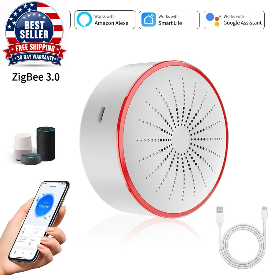 Tuya Wifi Zigbee Smart Siren Alarm for Home Security Sound and Light Alarm Senso