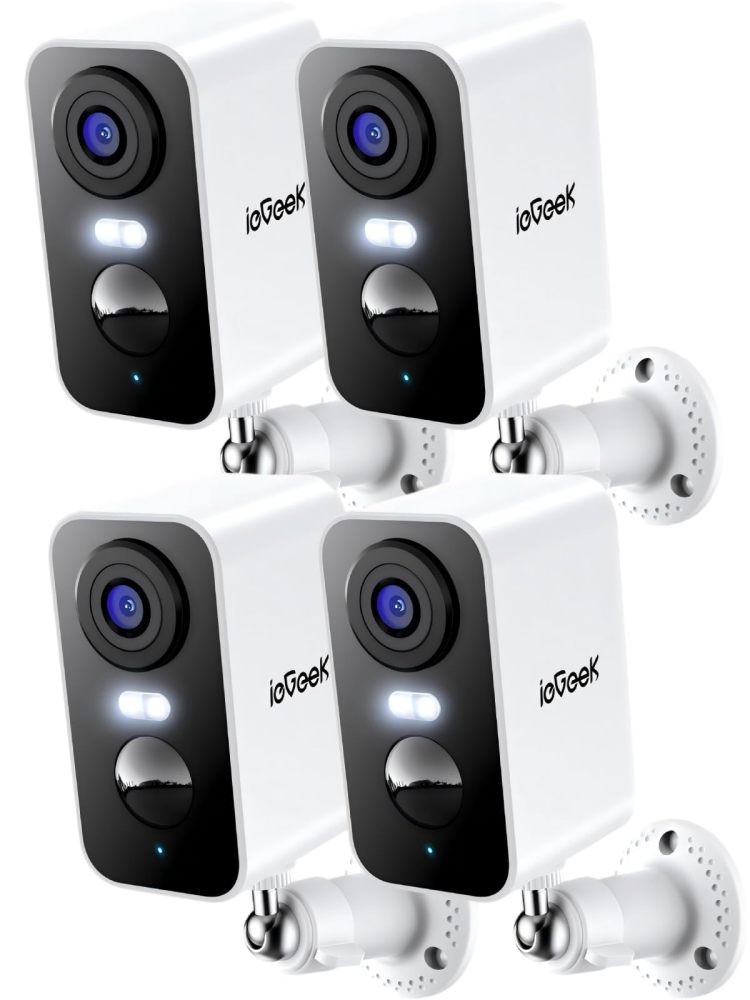 4pcs ieGeek 2K Battery Powered WiFi Security Camera with Spotlight & Siren Alarm