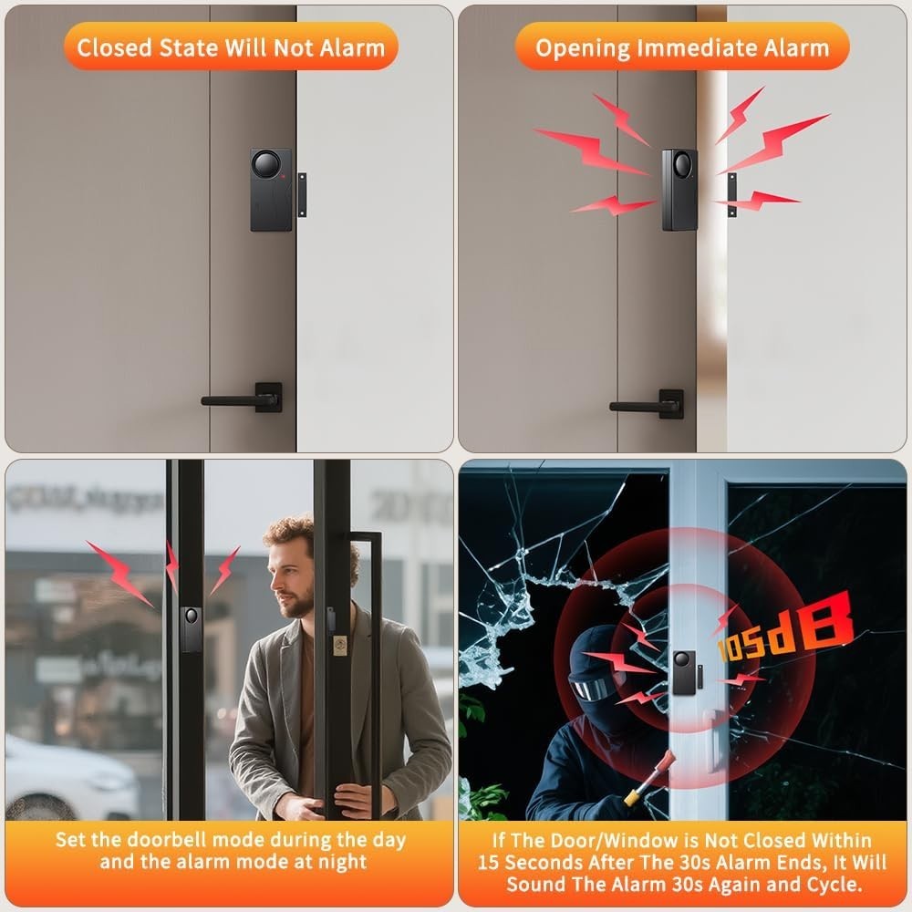 Battery-Powered 110dB Security Alarm with Remote – Easy Install & Operation